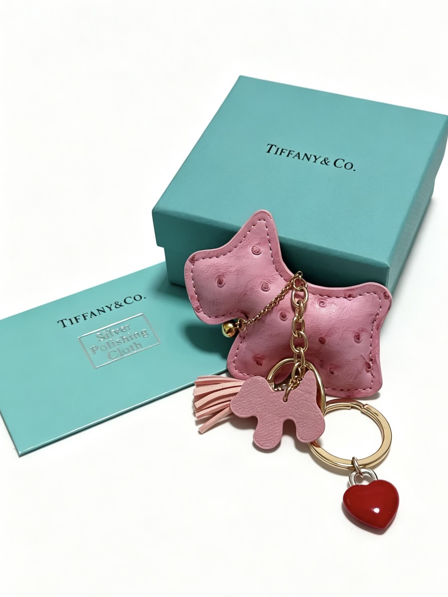 Tiffany & Co. Pink Dog Charm Keychain